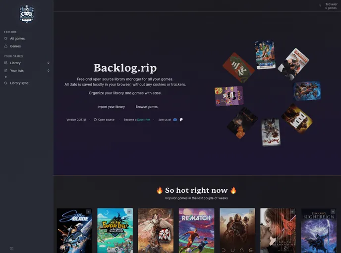 screenshot of Backlog.rip