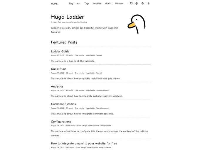 screenshot of Hugo Ladder ExampleSite