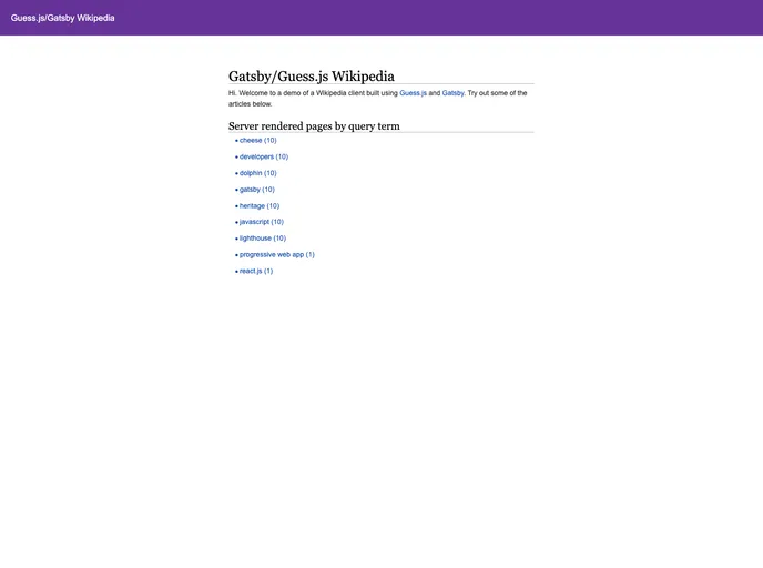 screenshot of Gatsby Guess