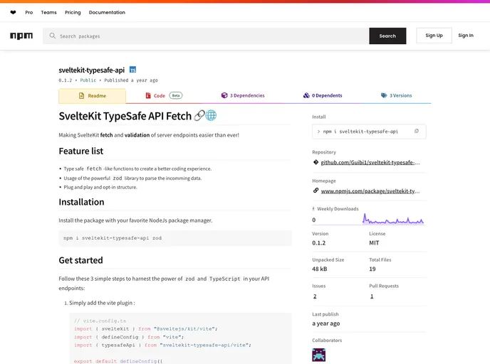 screenshot of SvelteKit TypeSafe API