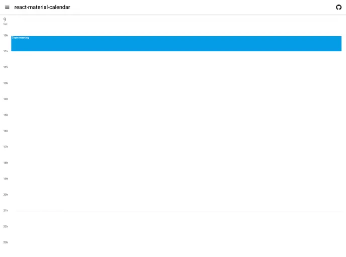 screenshot of React Material Calendar