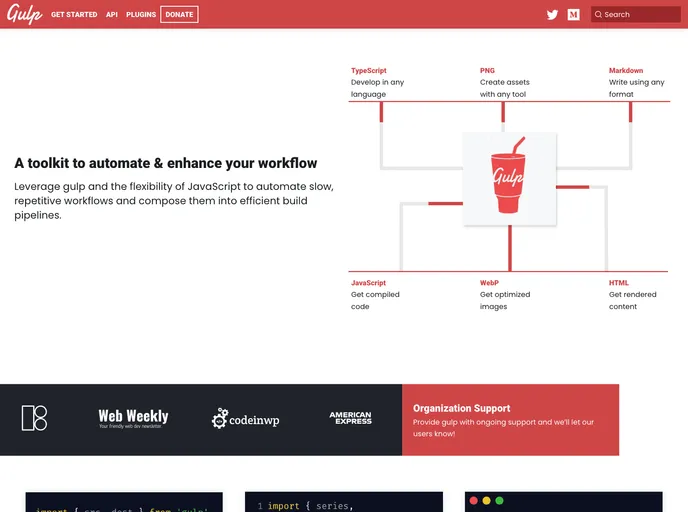 screenshot of Gulpjs.github.io