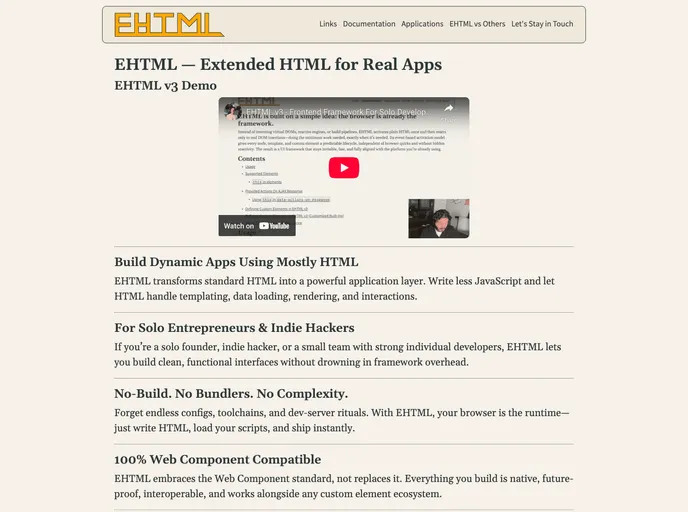 screenshot of EHTML