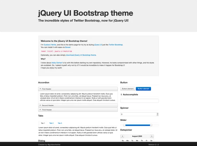 screenshot of Jquery UI Bootstrap