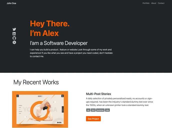 screenshot of Portfolio Bootstrap