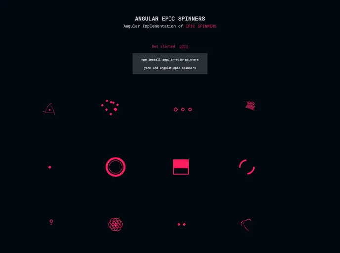 screenshot of Angular Epic Spinners