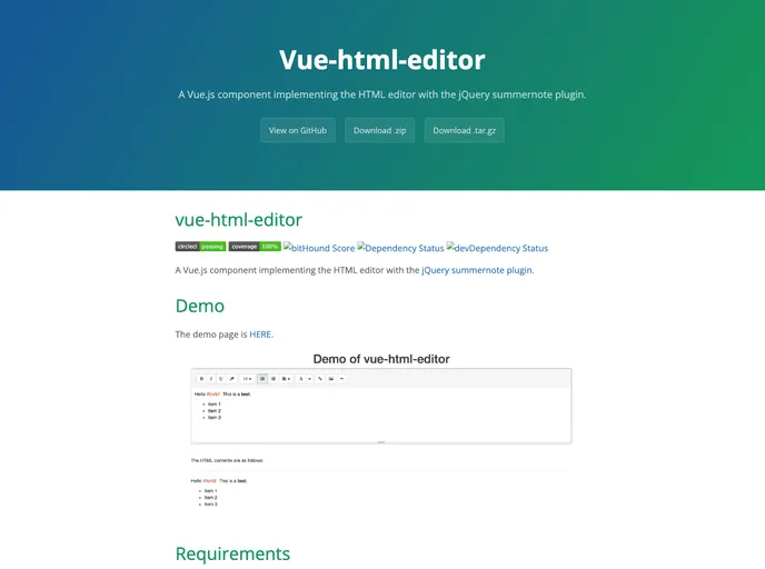 screenshot of Vue Html Editor