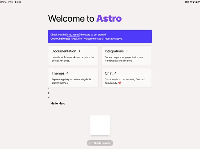 screenshot of Theme Astro Starter