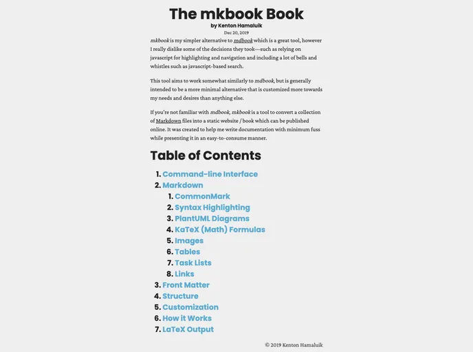 screenshot of Mkbook