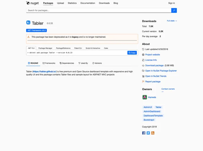 screenshot of Tabler