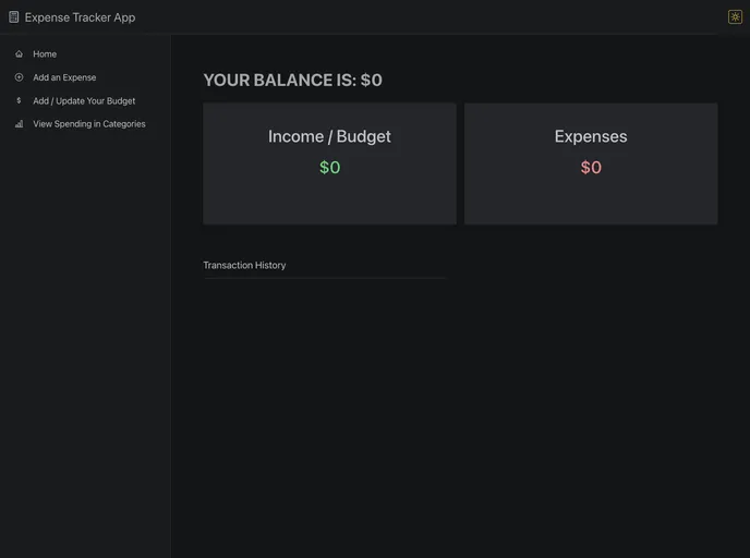 screenshot of React Expense Tracker App