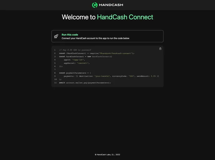 screenshot of Handcash Connect Nextjs Example