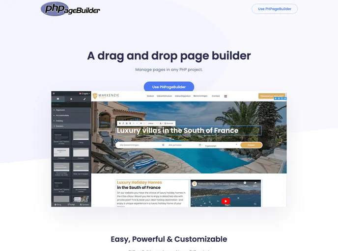 screenshot of PHPagebuilder Boilerplate