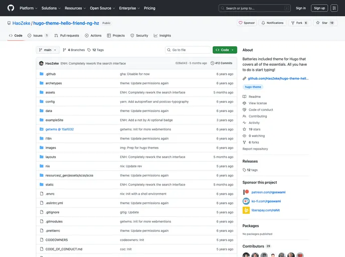 Hugo Theme Hello Friend Ng Hz screenshot