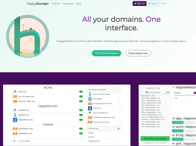 screenshot of Happydomain