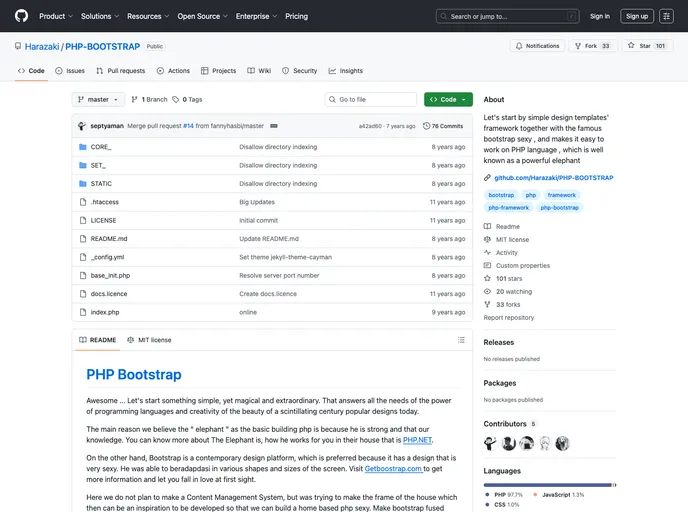 screenshot of PHP BOOTSTRAP