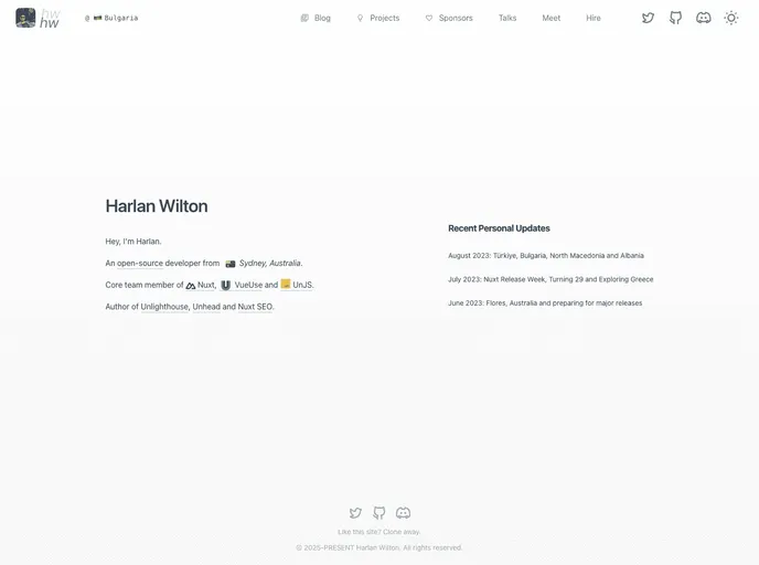 screenshot of Harlanzw.com Vitepress