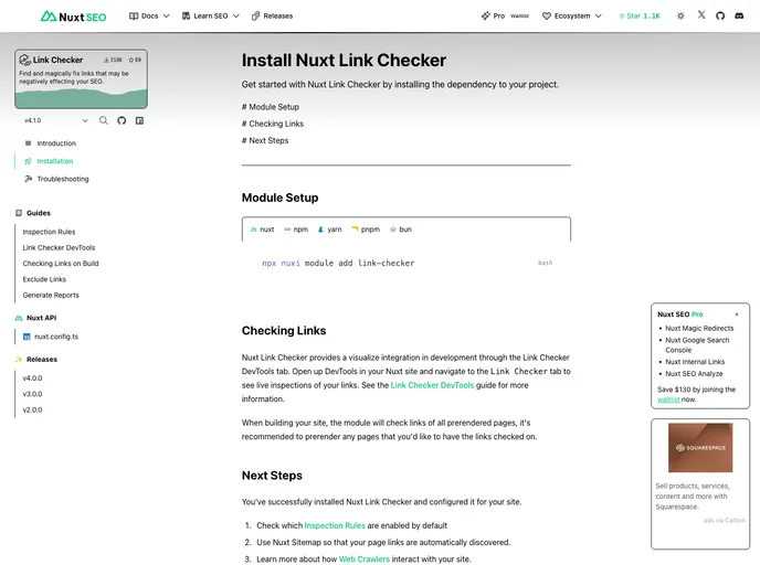 screenshot of Nuxt Link Checker