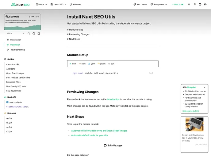screenshot of Nuxt Seo Experiments