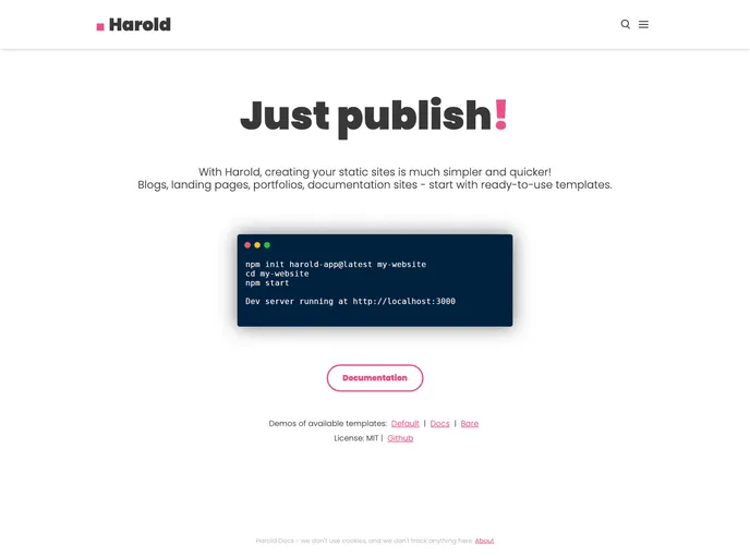 screenshot of Create Harold App