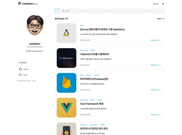 screenshot of Harris Blog