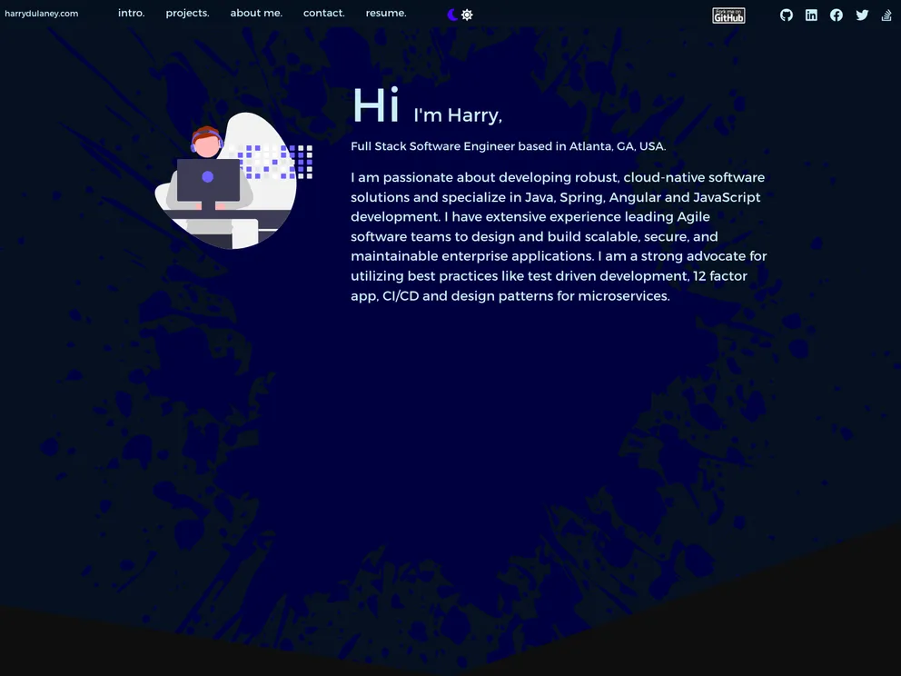 screenshot of HarryDulaney.github.io