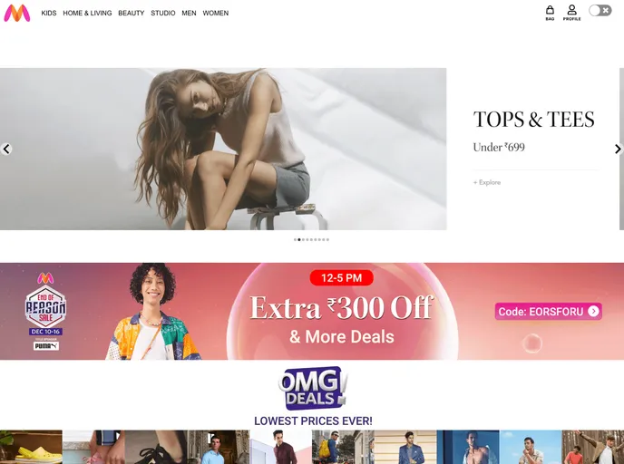 Myntra Clone by Harshau9 - A React Template | Built At Lightspeed