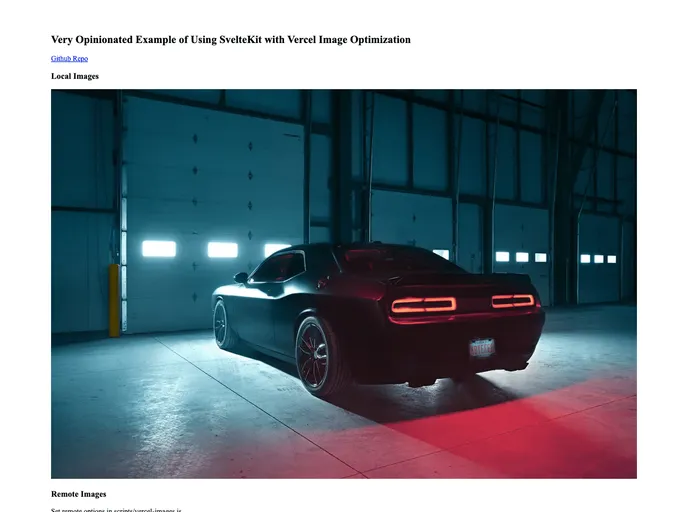 screenshot of Vercel Images Sveltekit