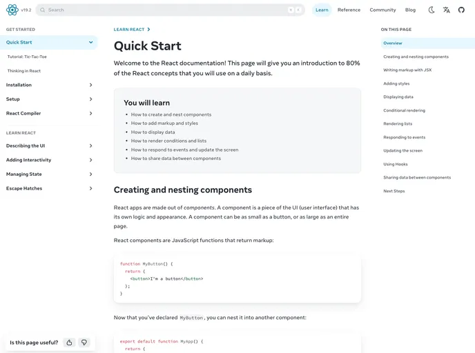 screenshot of React Cheatsheet