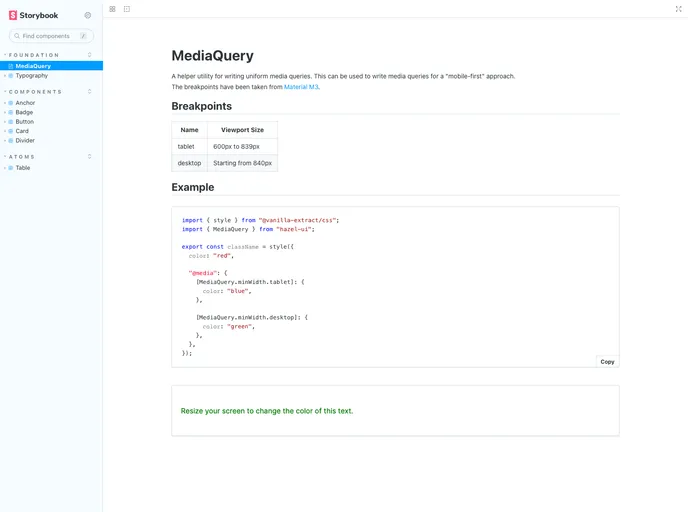 screenshot of Hazel UI