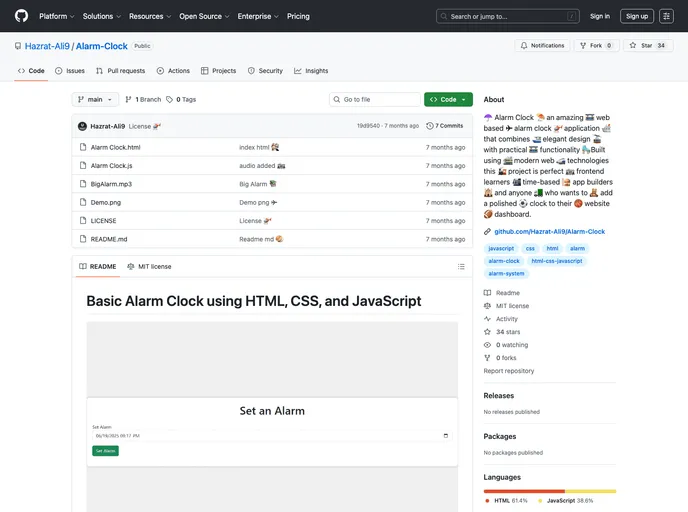 screenshot of Alarm Clock