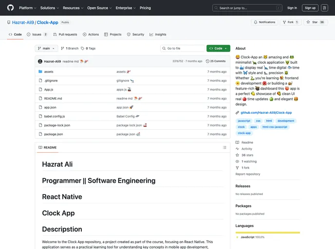Clock App screenshot