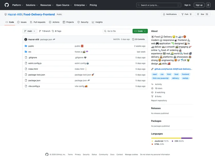 Food Delivery Frontend screenshot