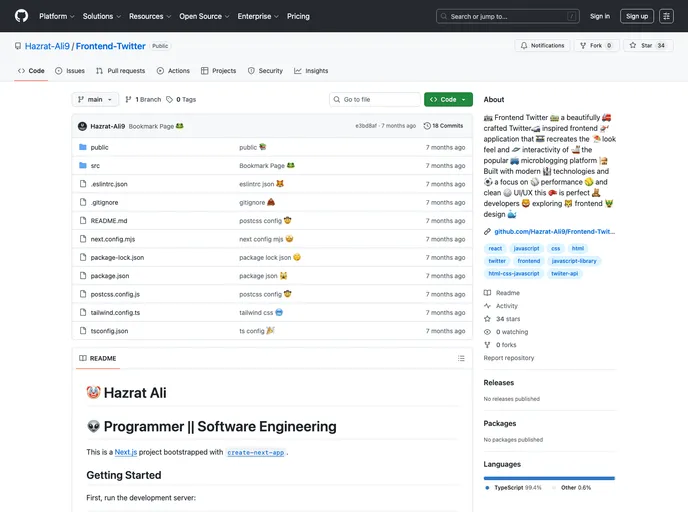 Frontend Twitter screenshot