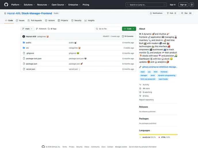 Stock Manager Frontend screenshot