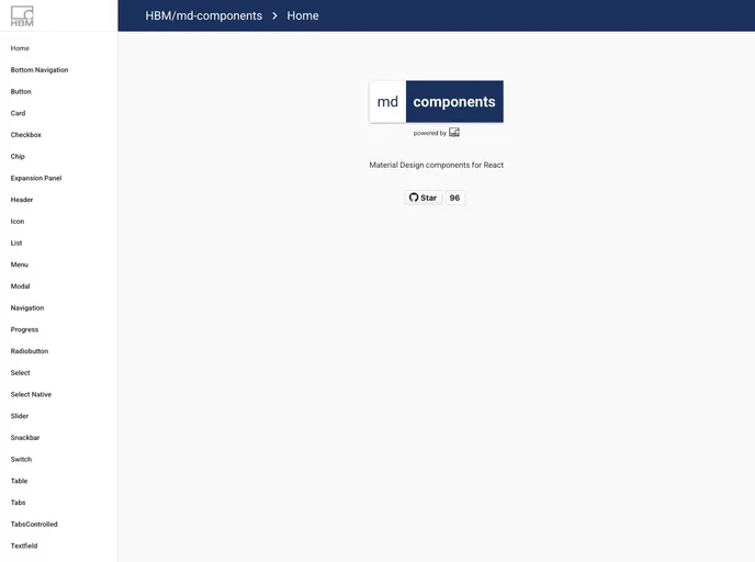 screenshot of Md Components