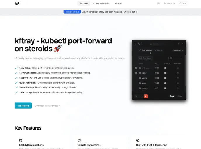 screenshot of Kftray