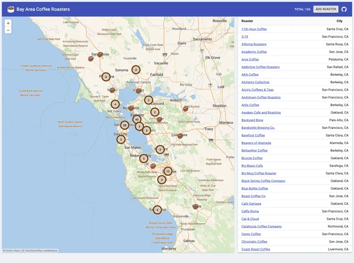 screenshot of Coffee Maps