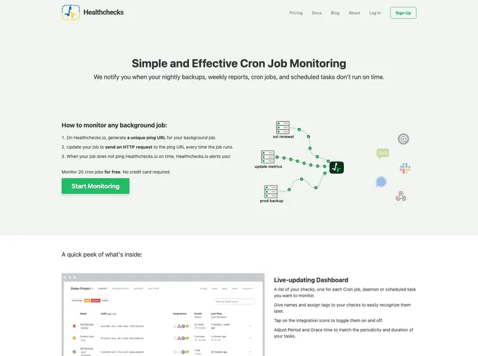 screenshot of Healthchecks