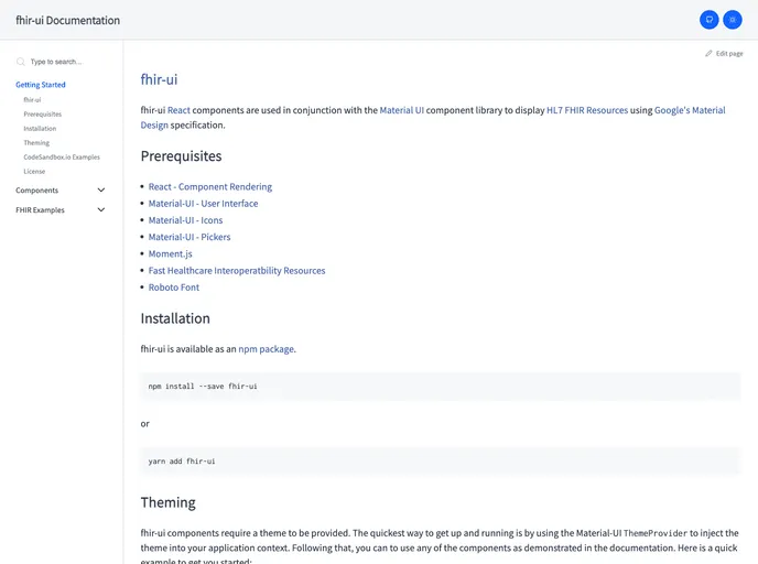 screenshot of Fhir UI