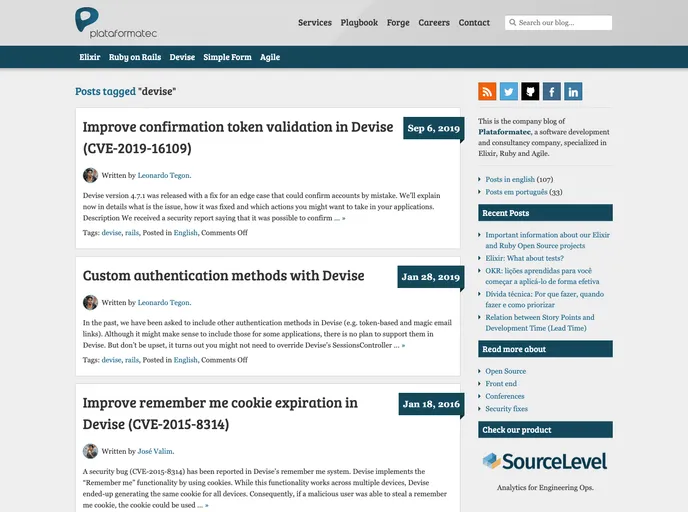 screenshot of Devise