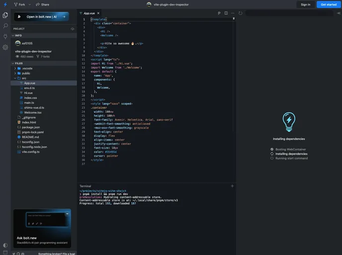 screenshot of Vite Plugin Dev Inspector