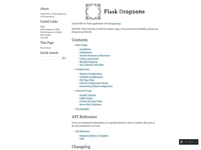 screenshot of Flask Dropzone