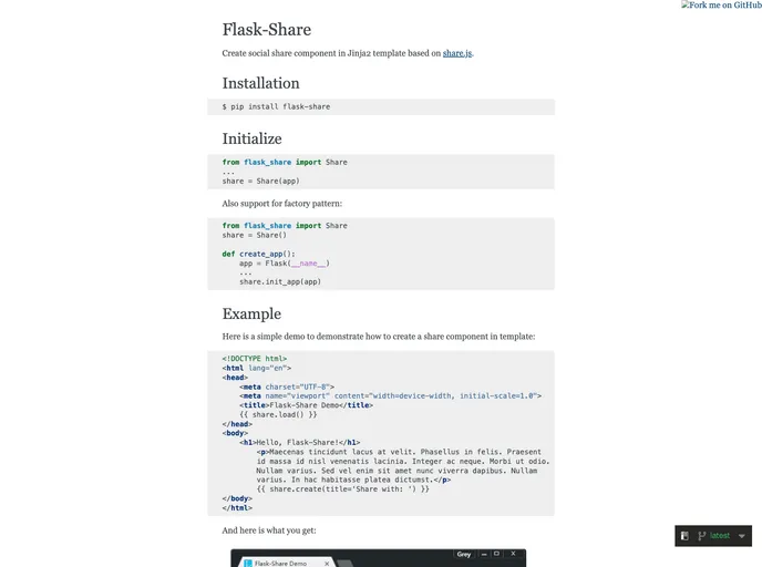 screenshot of Flask Share