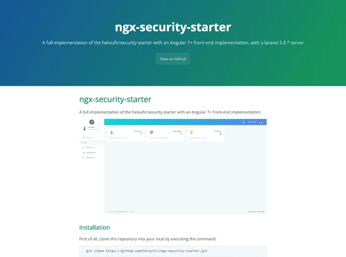 screenshot of Ngx Security Starter