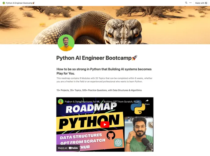 Python Roadmap by Hemansnation - A Flask Template | Built At Lightspeed