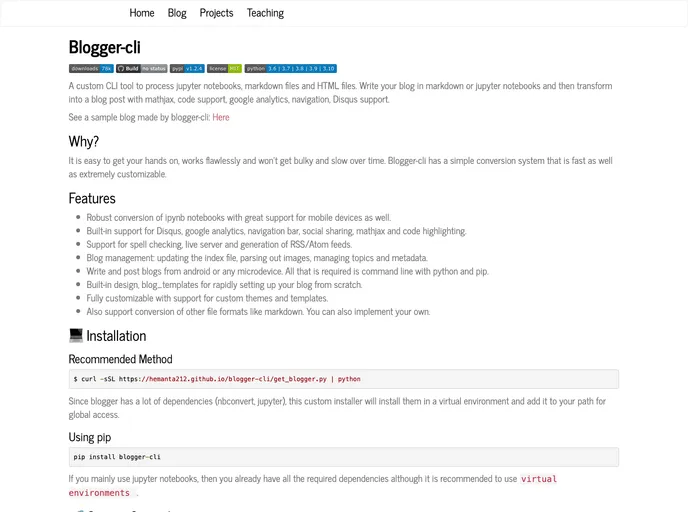screenshot of Blogger Cli