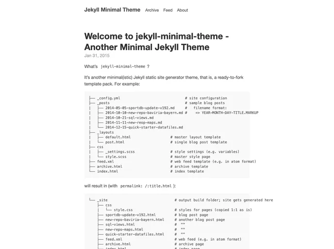 screenshot of Jekyll Minimal Theme