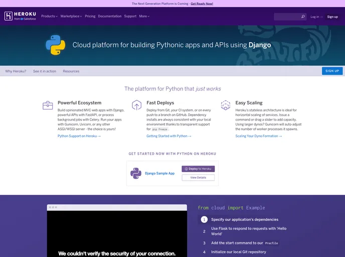 screenshot of Heroku Django Template