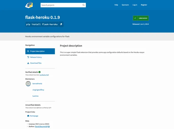 screenshot of Flask Heroku